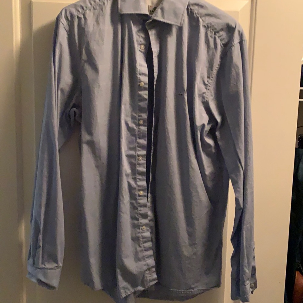 Lacoste dress shirt in light blue window-pane pattern, size 40